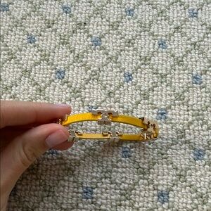 Tory Burch Yellow Leather Bracelet with Silver Accents